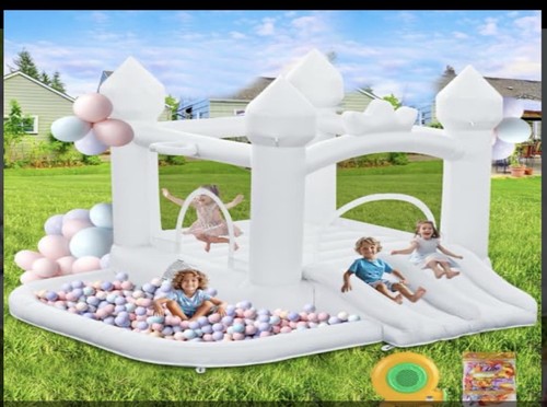 Inflatable bouncy castle with - castle,